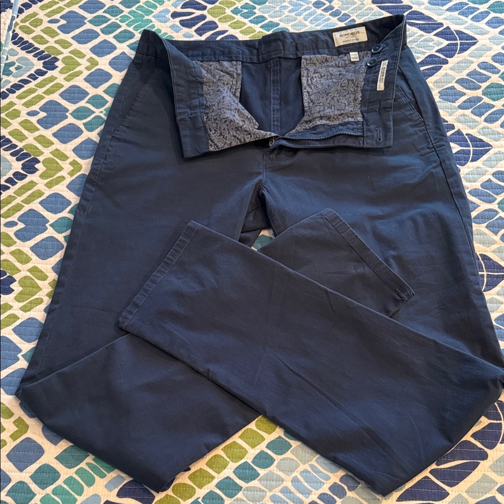 BONOBOS Organic Cotton Flat Front Chinos 33/34 NWOT